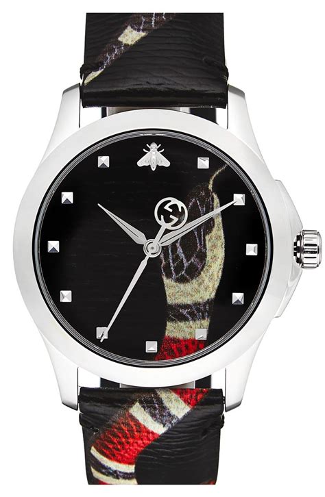 gucci snake watch leather.